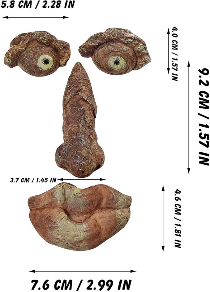 Décoration de jardin en résine représentant un visage d'arbre, sculpture d'elfe des bois à l'écorce texturée, ornement créatif pour cour extérieure - 5