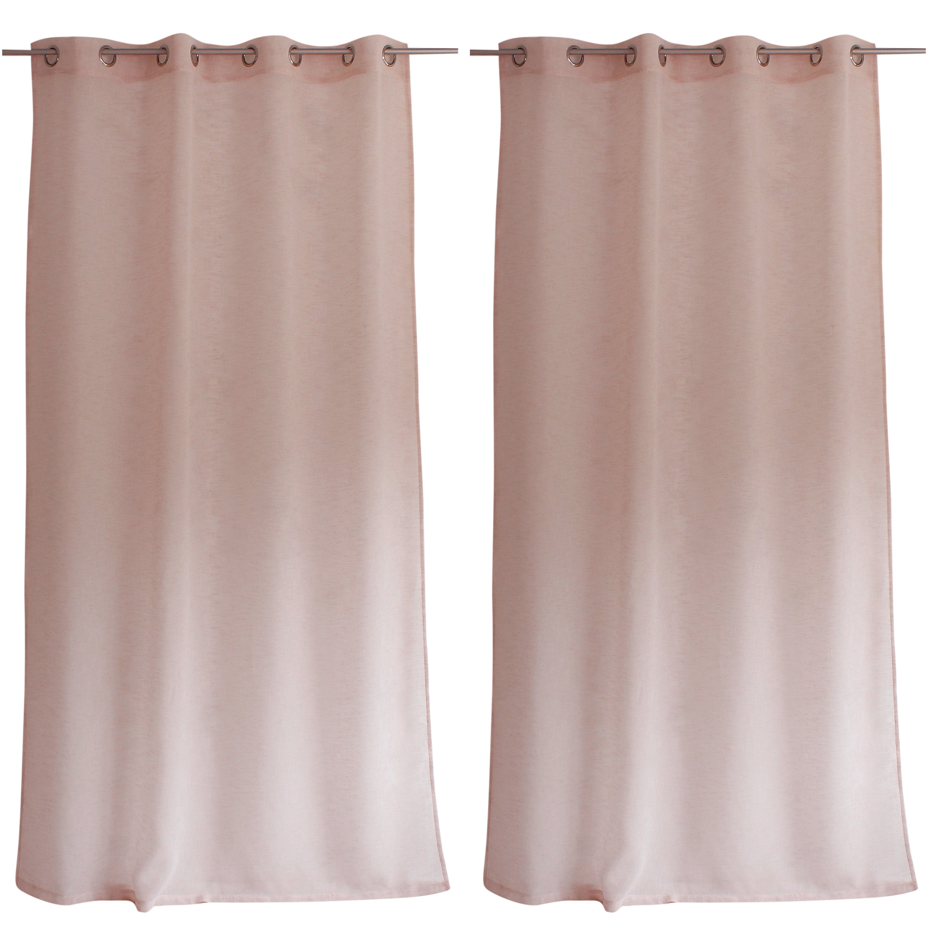 Lot de 2 Voilages à Œillets, 140x240cm, Vieux Rose, Effet Lin, Collection Maya, CMADECO - 4