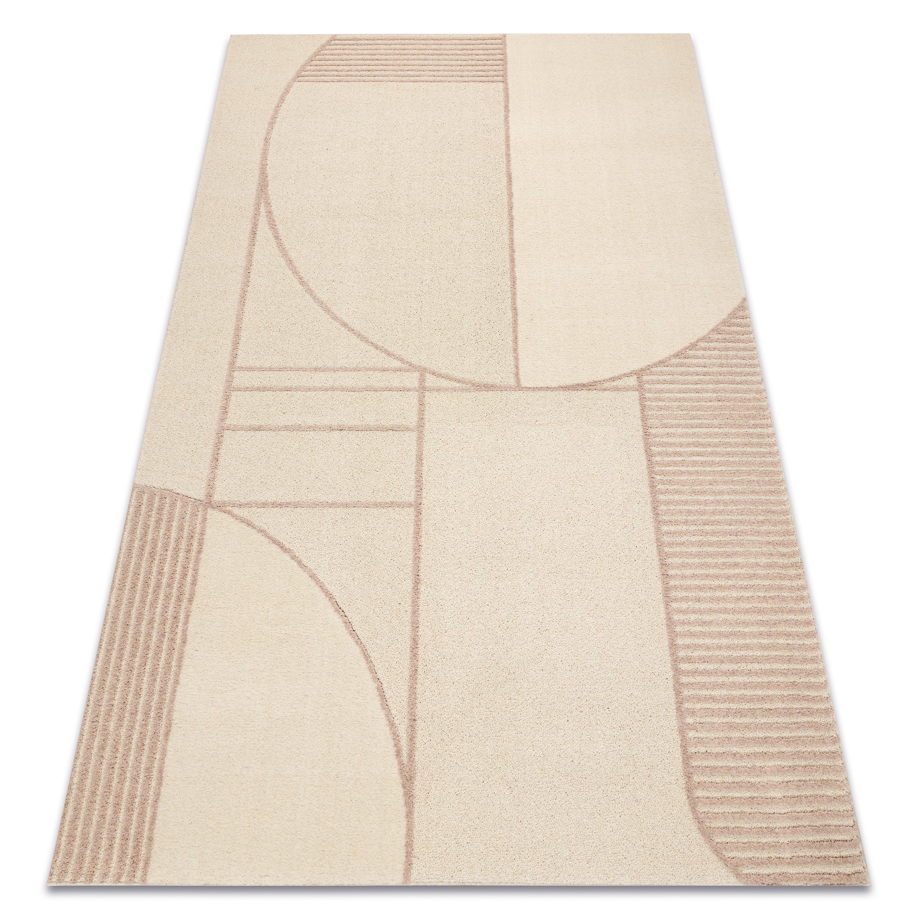 Dywan FLUX 461.14.AE200 wełniany OSTA - Geometryczny, strukturalny, loftowy beż / różowy 200x300 cm