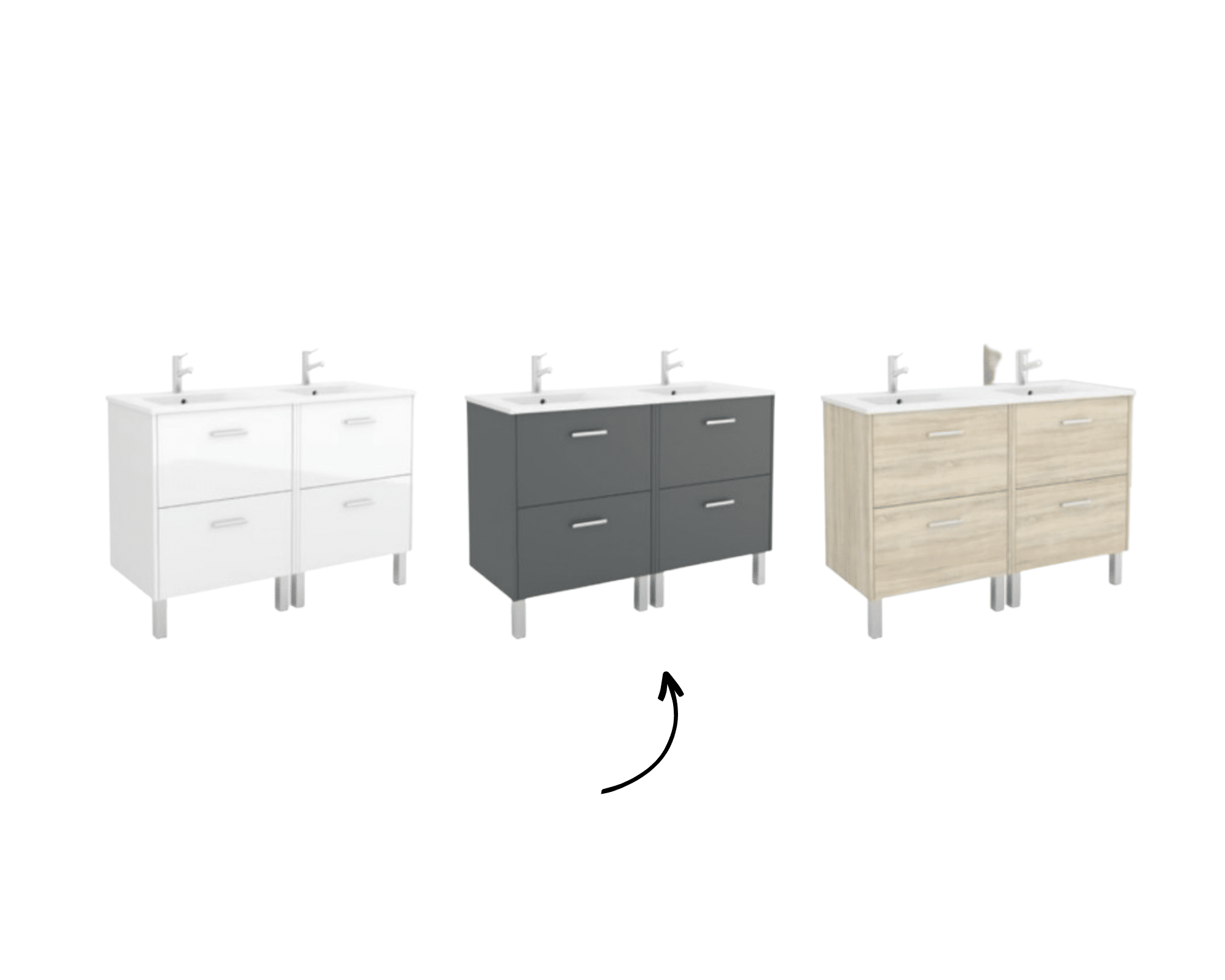 Meuble de salle de bain 120 cm Dimensions 120 cm Couleur Gris Option