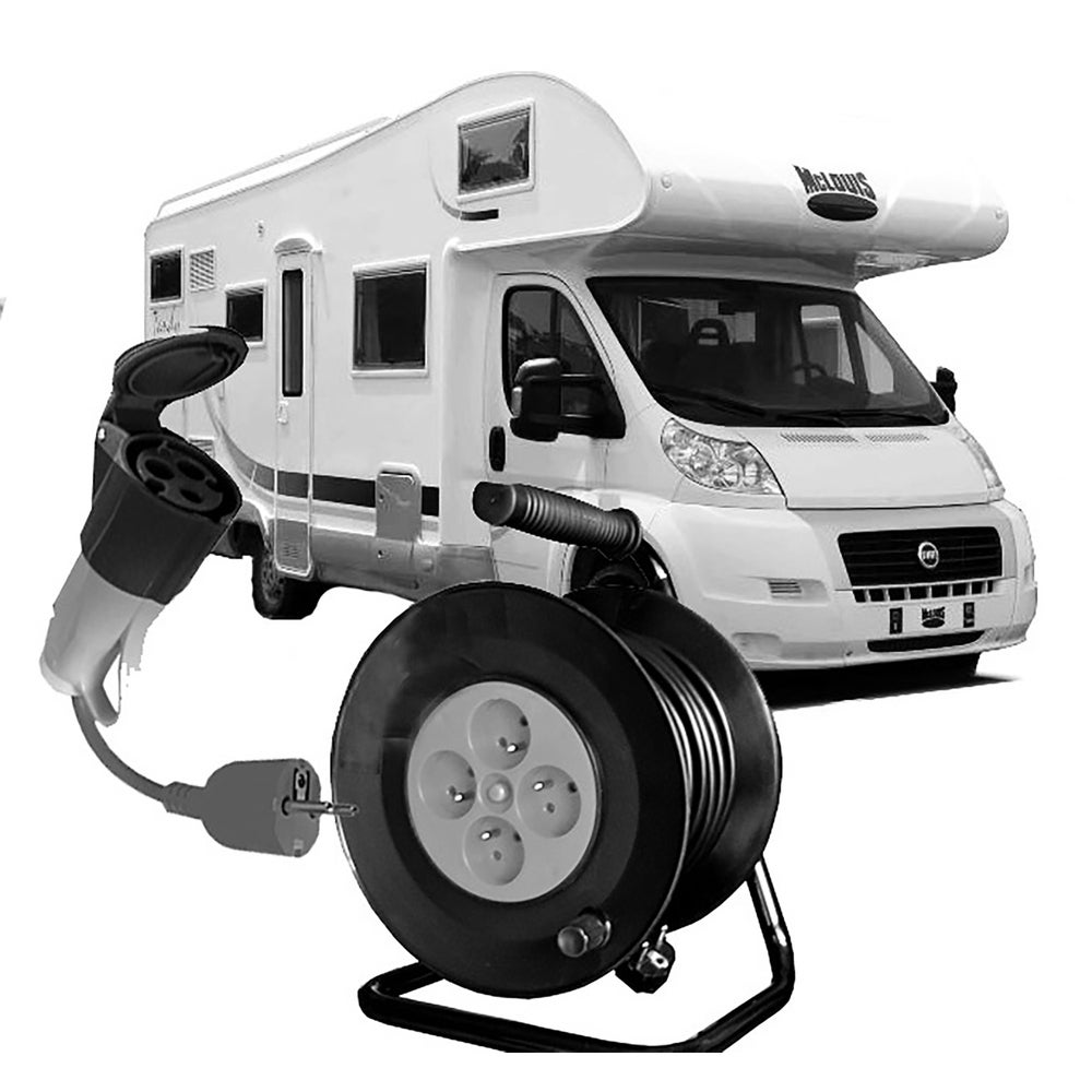 Adaptateur de camping, prise femelle CEE17, prise française mâle, IP44, section de câble 1.5mm2, 16 ampères - Tibelec - 2