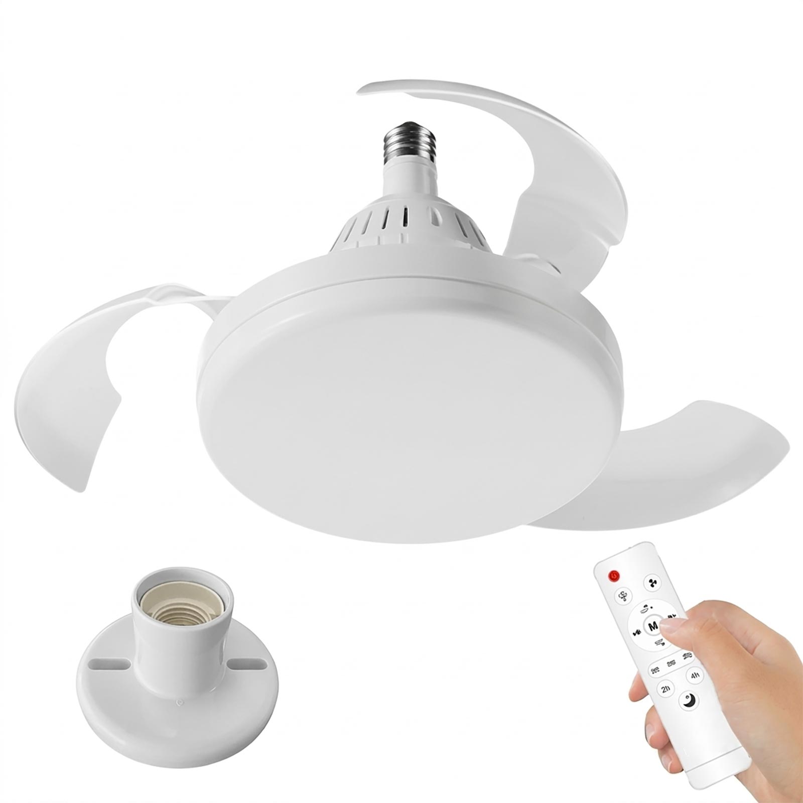 Ventilateur de plafond avec ampoule E27 2 en 1 (lampe à intensité variable + ventilateur 3 vitesses LED 22 W CCT + télécommande 230 V Ø 40 cm) - 6