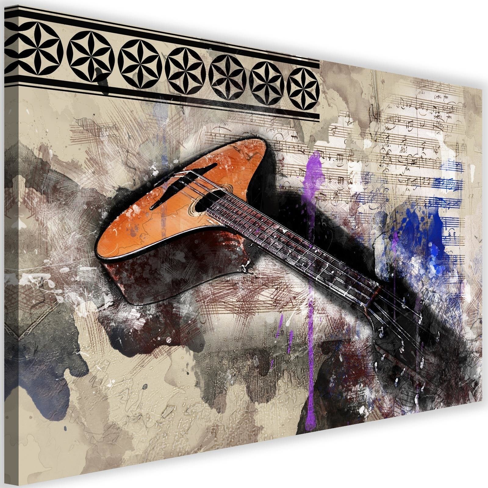 Obraz na płótnie, Gitara abstrakcja retro 60x40