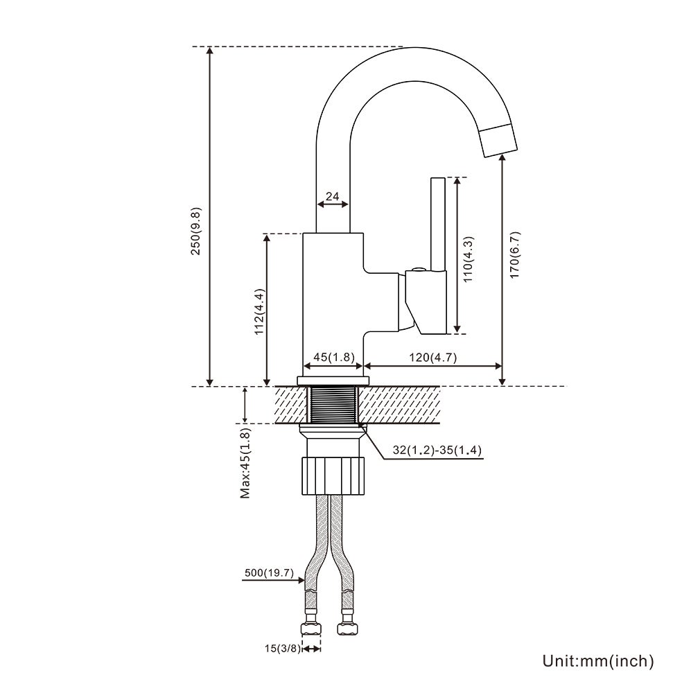 AURALUM MAX Robinet Lavabo Salle de Bain Forme en U Bec Haut Mitigeur de Lavabo Chromé Brillant Rotatif 360° Robinet Mitigeur Lavabo Moderne - 4