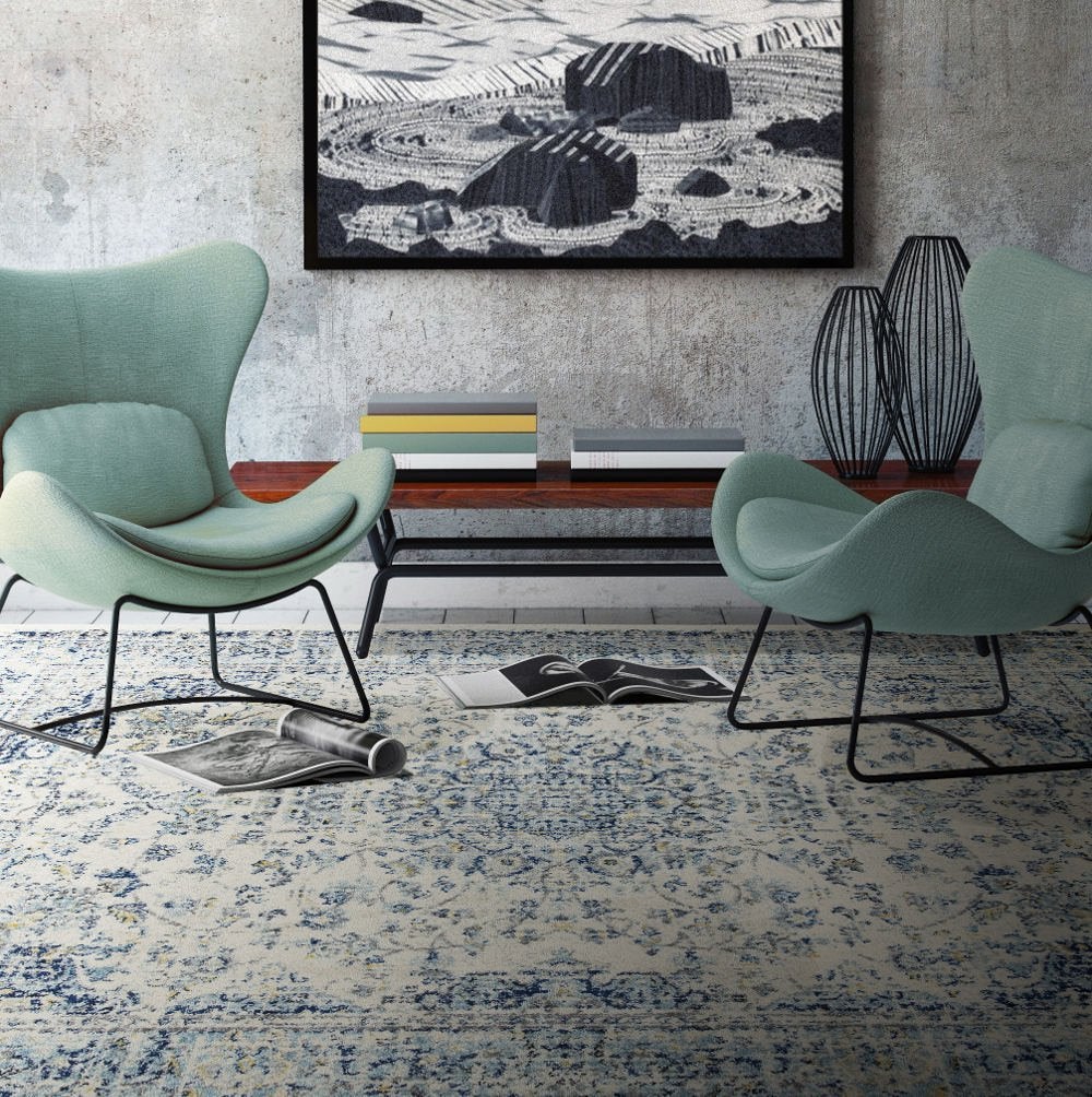 Galleriafarah1970  Eileen 2 Nain 200X290 Alfombra Blanco/Azul , Leroy Merlin