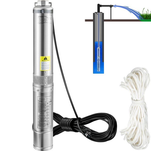 Pompe submersible pour puits profonds SucceBuy 750W 230V 6300L/H Acier inoxydable IP68 Etanche 62m