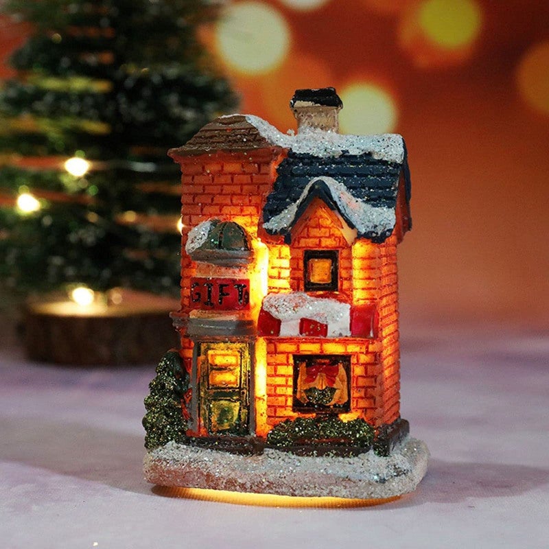 Maison Lumineuse En Verre - Accessoires De Noël Miniatures - Scène Avec Personnages 5-7cm - Neuf - Marque Wurm