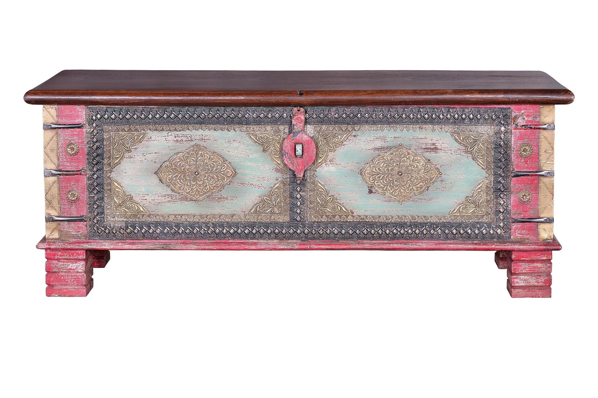 Skrzynia z litego drewna mango 116 cm, styl rustykalny - 45x116x40 GYC