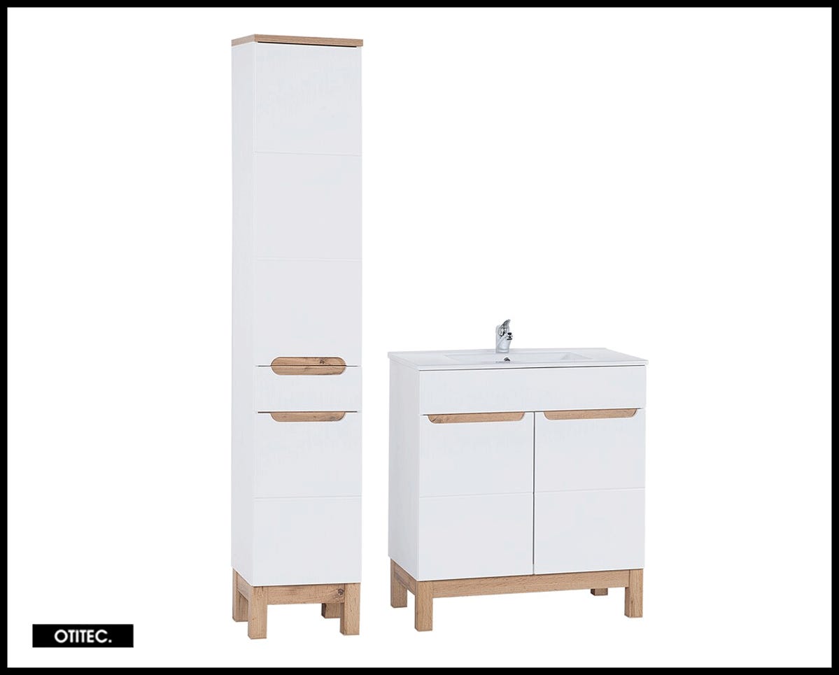 Ensemble meuble de salle de bain - 80 cm - avec vasque à encastrer
