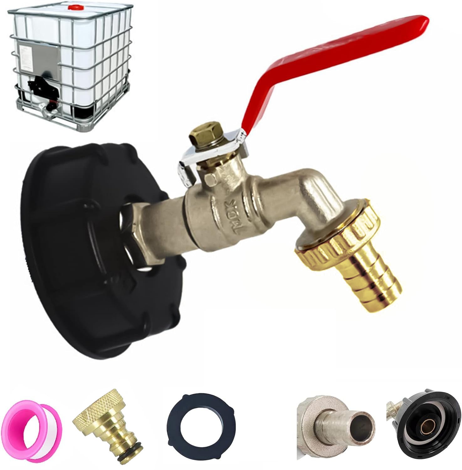 2 Adattatori Per Serbatoio IBC Da S60x6 A Tubo 1/2 Pollice: Connettore In Plastica Robusta