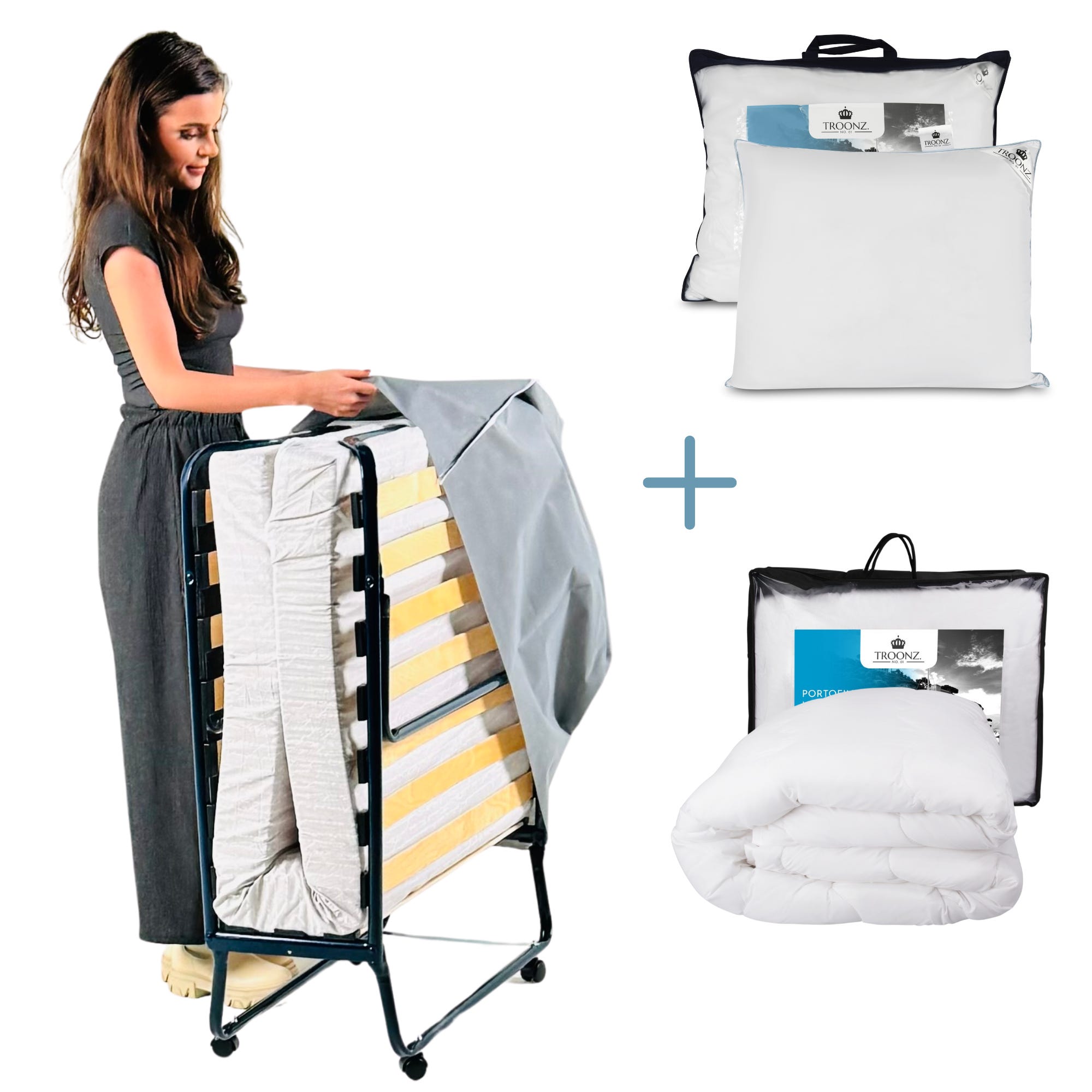 Troonz - Deluxe - Lit Pliant - 90x200 CM Avec Couette - Lit Pliable ...