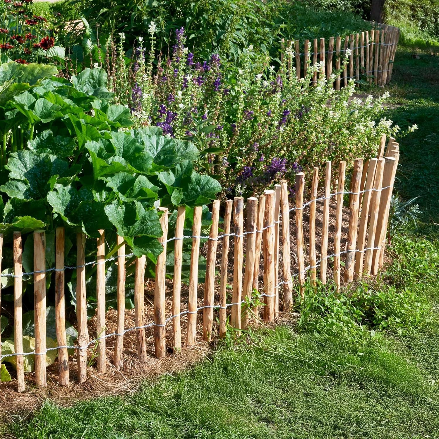 BOGATECO Clôture enroulable en bois noisetier | Clôture de jardin 60 cm de haut et 500 cm de long | Lattenabstand 4-5cm | Clôture en bois - 9