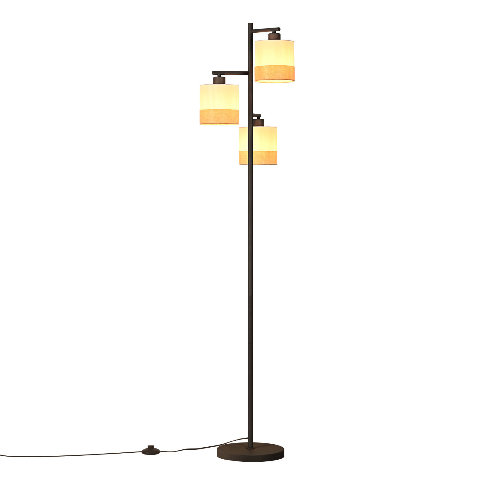 Nettlife Lampa Wisząca Vintage 3xE27, Biały Żyrandol Tkanina, Retro do Salonu i Kuchni (Brak żarówek) - 9