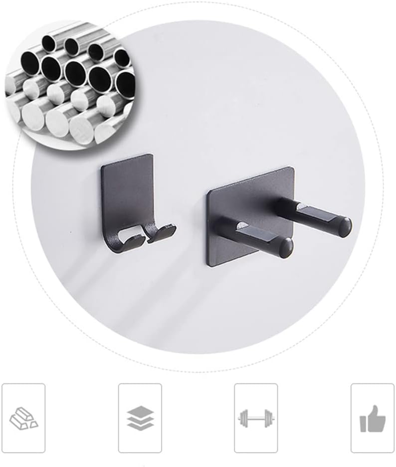 Czarny, samoprzylepny uchwyt ścienny na suszarkę do włosów, wielofunkcyjny uchwyt samoprzylepny ze stopu aluminium, idealny do łazienek i salonów fry - 5