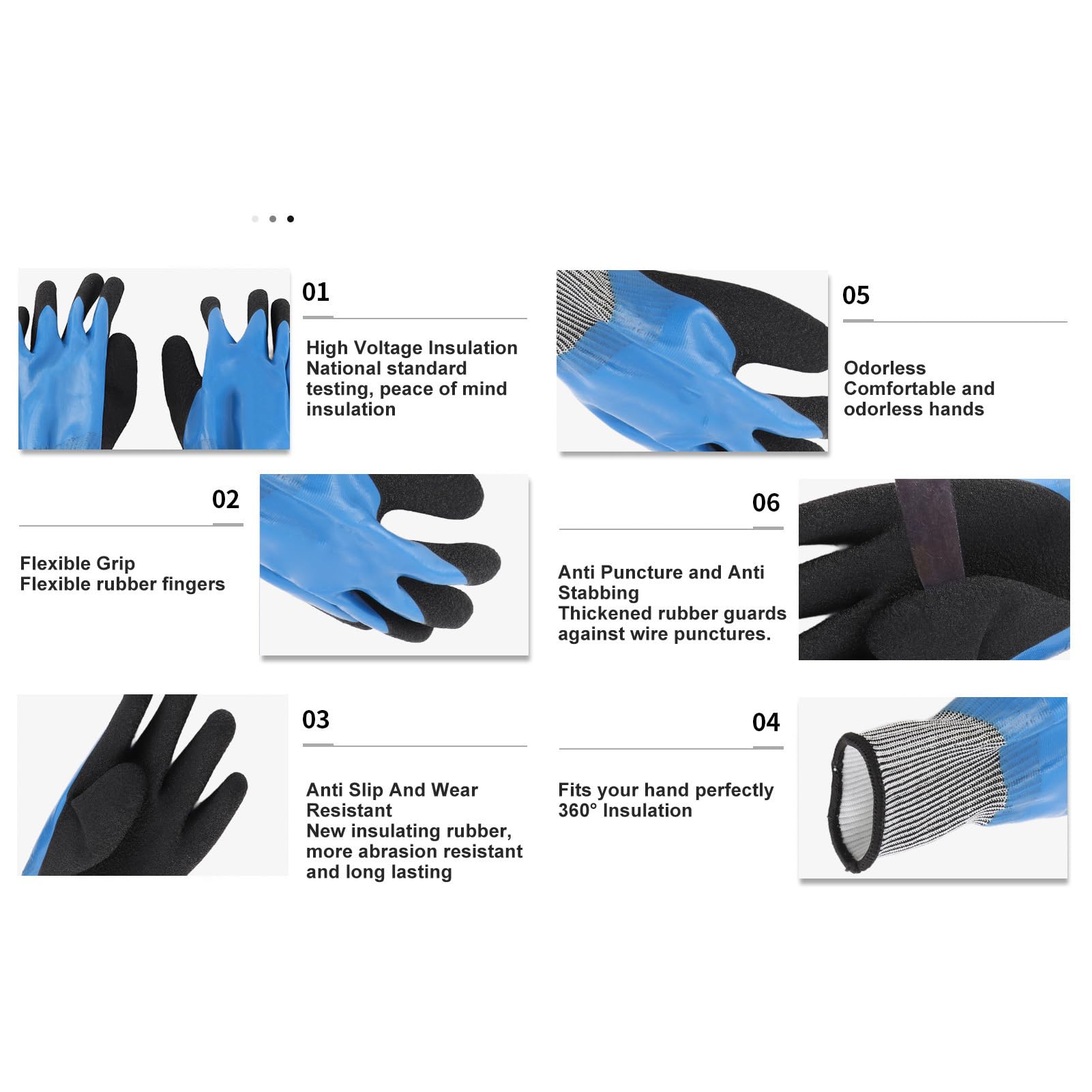 Gants Isolés électriques, Résistants à la Tension 1000 V, Gants de Travail Isolants à 360 °, Gants Imperméables Antidérapants pour électricien - 6