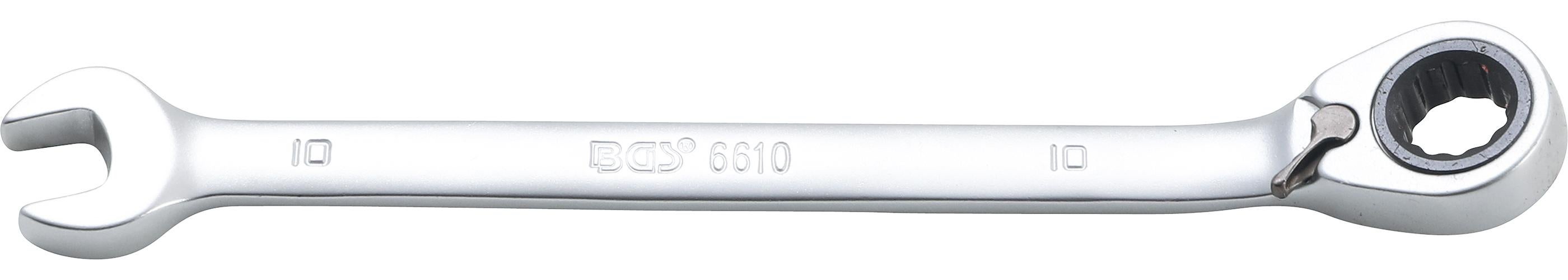 BGS Klucze płasko-oczkowe z grzechotką dwustronne przełączalne SW 10 mm - 6610