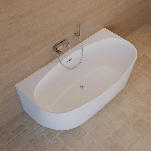 Baignoire Semi-îlot Murale Magic 170 Blanche 170 X88 X58 Cm, By Spalina