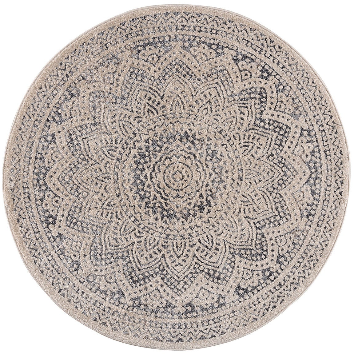 Tapis scandinave uni rond crème en laine 160 cm de diamètre