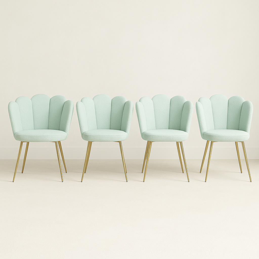 Poltrona sedia x4 imbottita schienale a conchiglia in velluto