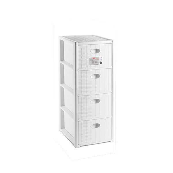 Cassettiera In Plastica Effetto Rattan Con 4 Cassetti E Rotelle – 40x40x81 Cm, Marrone Scuro, Design Intrecciato, Facile Da Pulire, Prodotto In Italia - 2