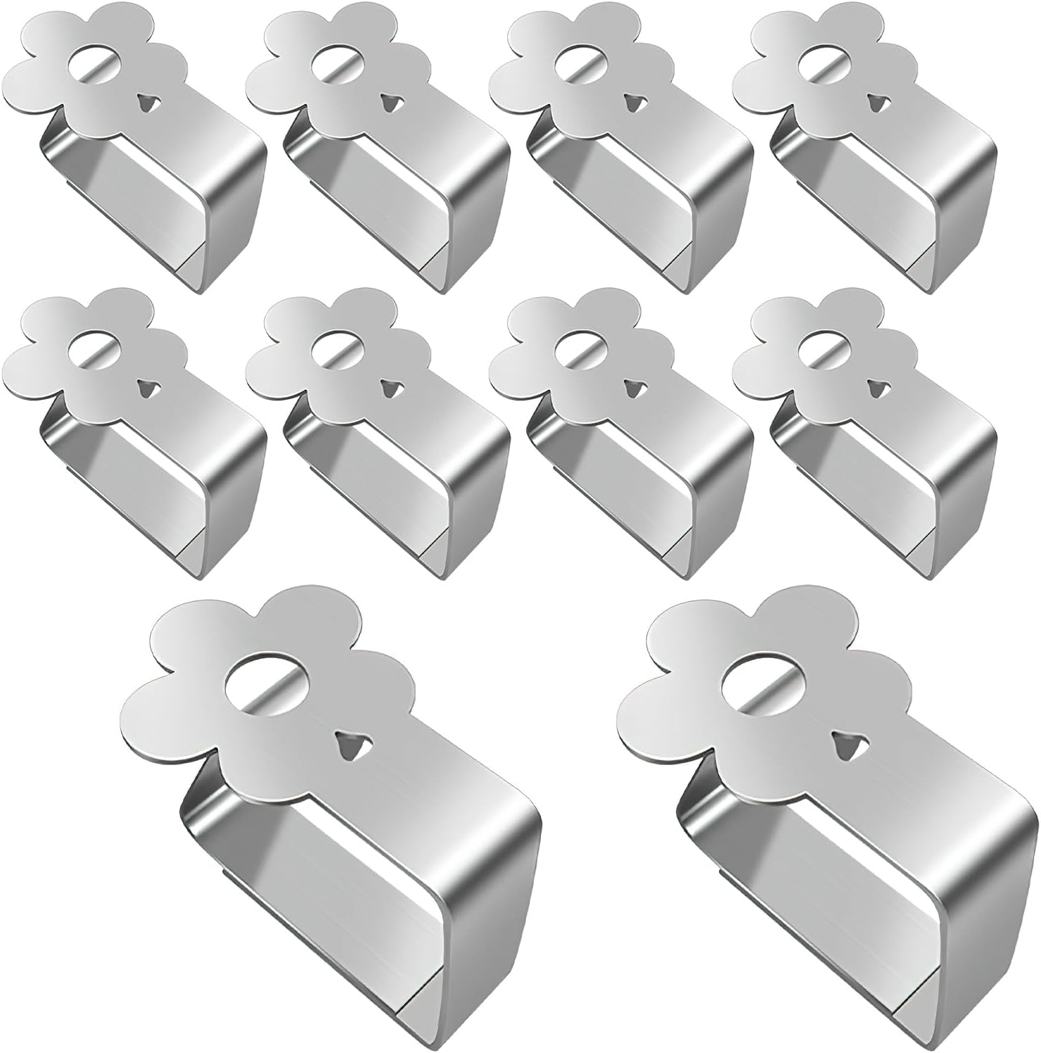 Set 12 Mollette Per Tovaglia In Acciaio Inox - Clip Fissatovaglia Per Tavoli Da Interno/Esterno - Misure S E M Per Spessori 1,8cm E 4cm - 3