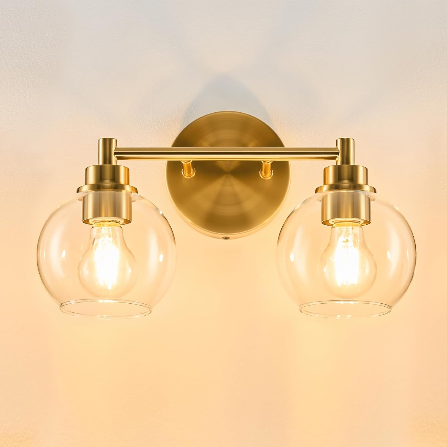 Applique de salle de bain, Applique murale 2 lumières avec abat-jour en verre, Applique murale pour tableau, Éclairage pour miroir (sans ampoule) - 6