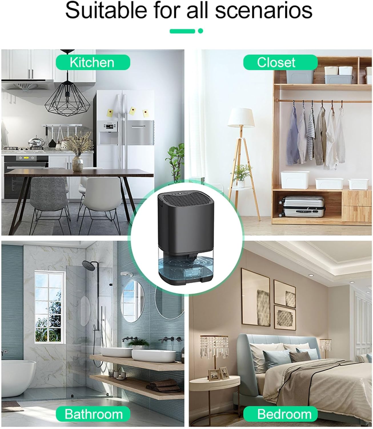 Deumidificatore silenzioso 2 in 1, deumidificatore portatile e purificatore d'aria - 8