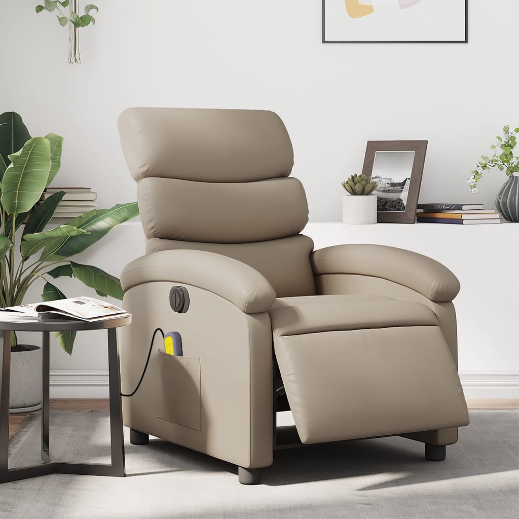 Fauteuil de massage，Fauteuil de Salon，Chaise de massage inclinable électrique cappuccino similicuir CDS86870 - 2