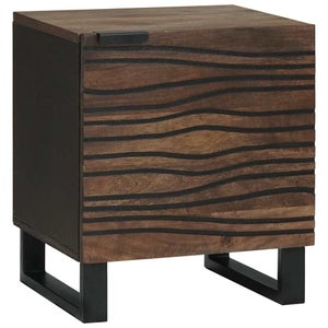 Comodino Relaxdays In Legno Noce – 34x34x34 Cm, 2 Cassetti Con Vetro, Design Quadrato, Marrone Chiaro