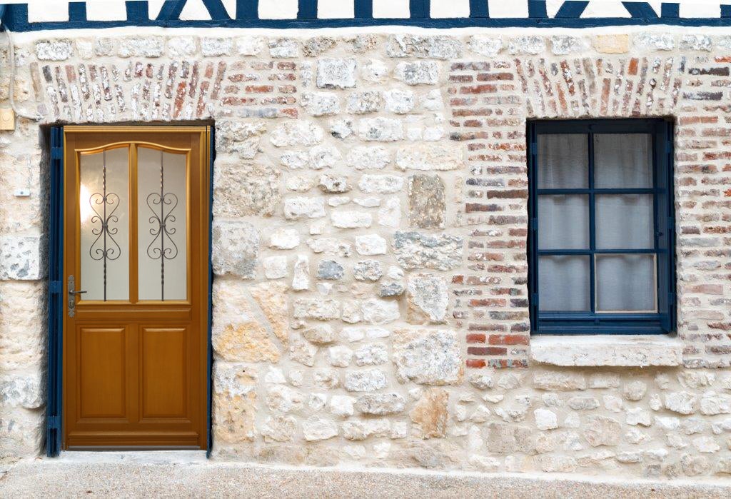 Porte D'Entrée Bois Vitrée, Sandy, H,215Xl,90 P, Droit Cote Tableau