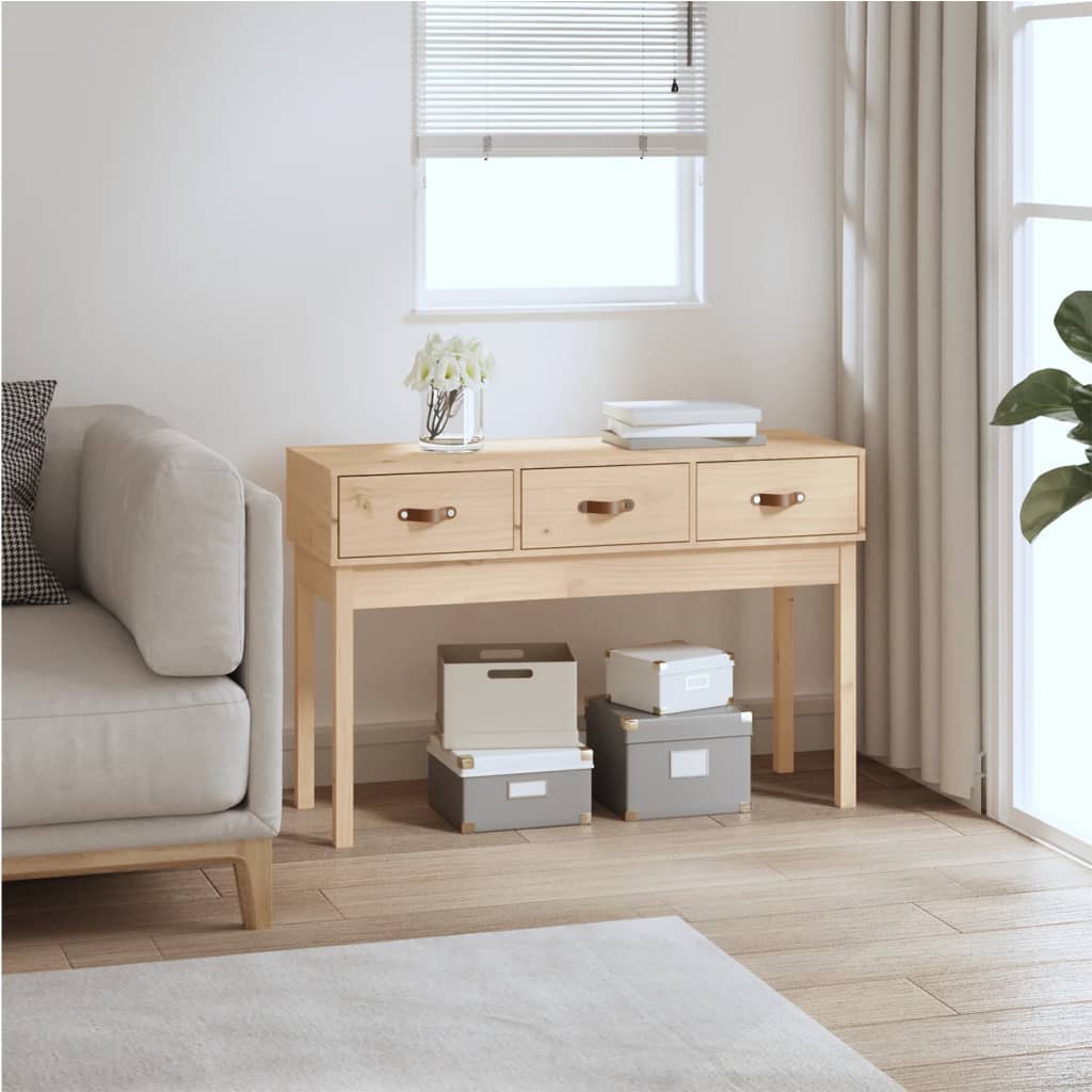Konsola vidaXL z Litego Drewna Sosnowego z 3 Szufladami 114x40x75 cm
