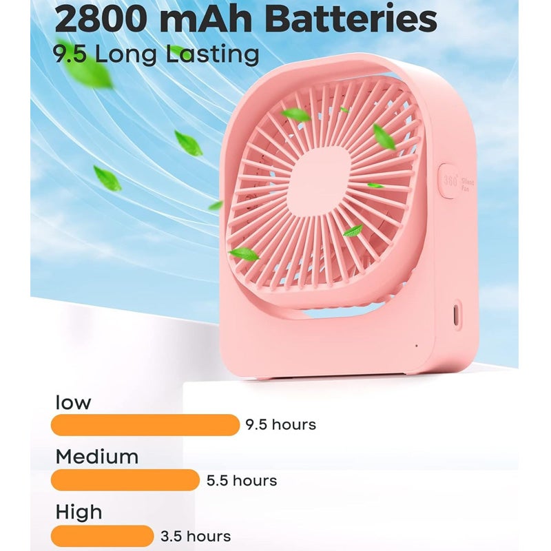 Mini wentylator USB, wentylator z 3 regulowanymi prędkościami, cichy wentylator biurkowy/stołowy do stołu PC, domu, biura, na kemping, w podróży
