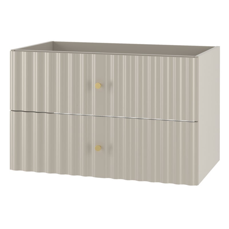 Szafka łazienkowa AQUA 80 cm kaszmir ryflowane fronty złoty uchwyt