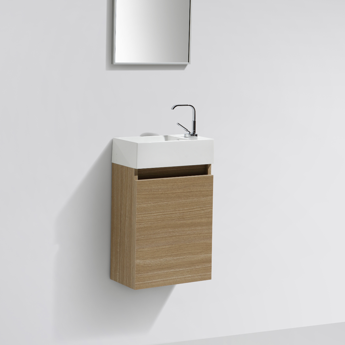 Meuble Lave-Mains D'Angle SKINO Blanc - Gain De Place Pour WC/Petite Salle De Bain - Vasque Intégrée