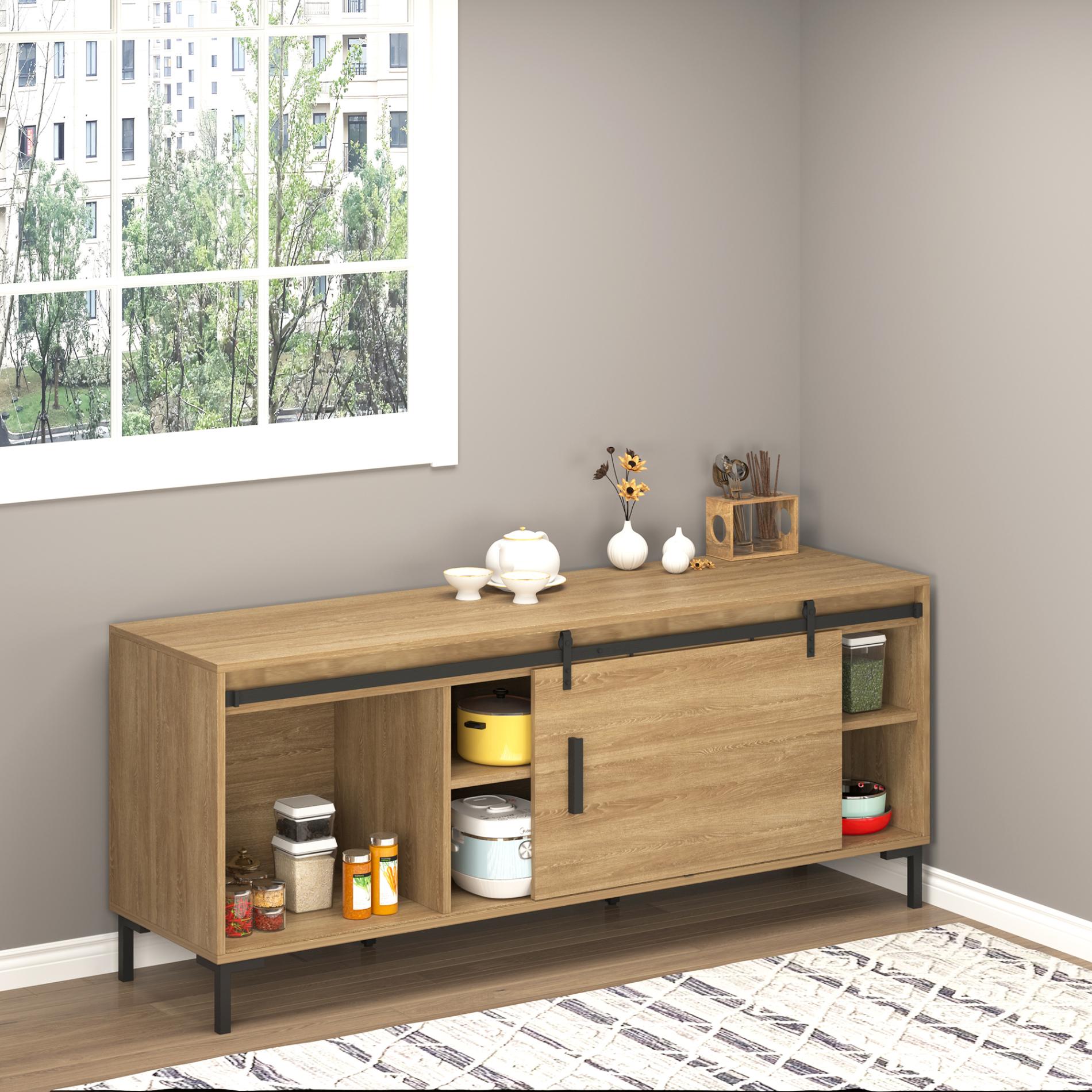 Czarny zestaw okuć do drzwi przesuwnych ze stali węglowej 200x18 cm, z akcesoriami do drzwi drewnianych, idealny do nowoczesnych pomieszczeń - 2