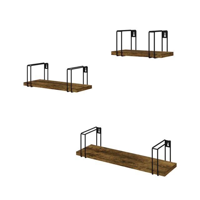 Vicco Scaffale a muro Fyrk, Legno antico, 3 parti