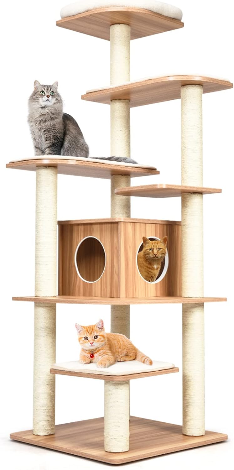 Árbol para Gatos de Madera de XXL 175 CM, Torre para Gatos de