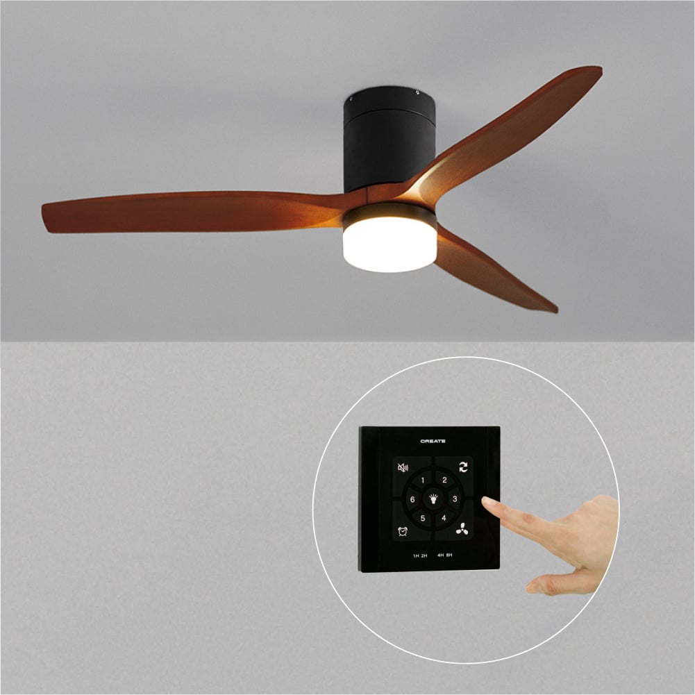 CREATE - WIND CALM M - Ventilateur de plafond silencieux 40W avec pales techniques en ABS Ø132cm avec eclaraige avec contrôleur mural - 2