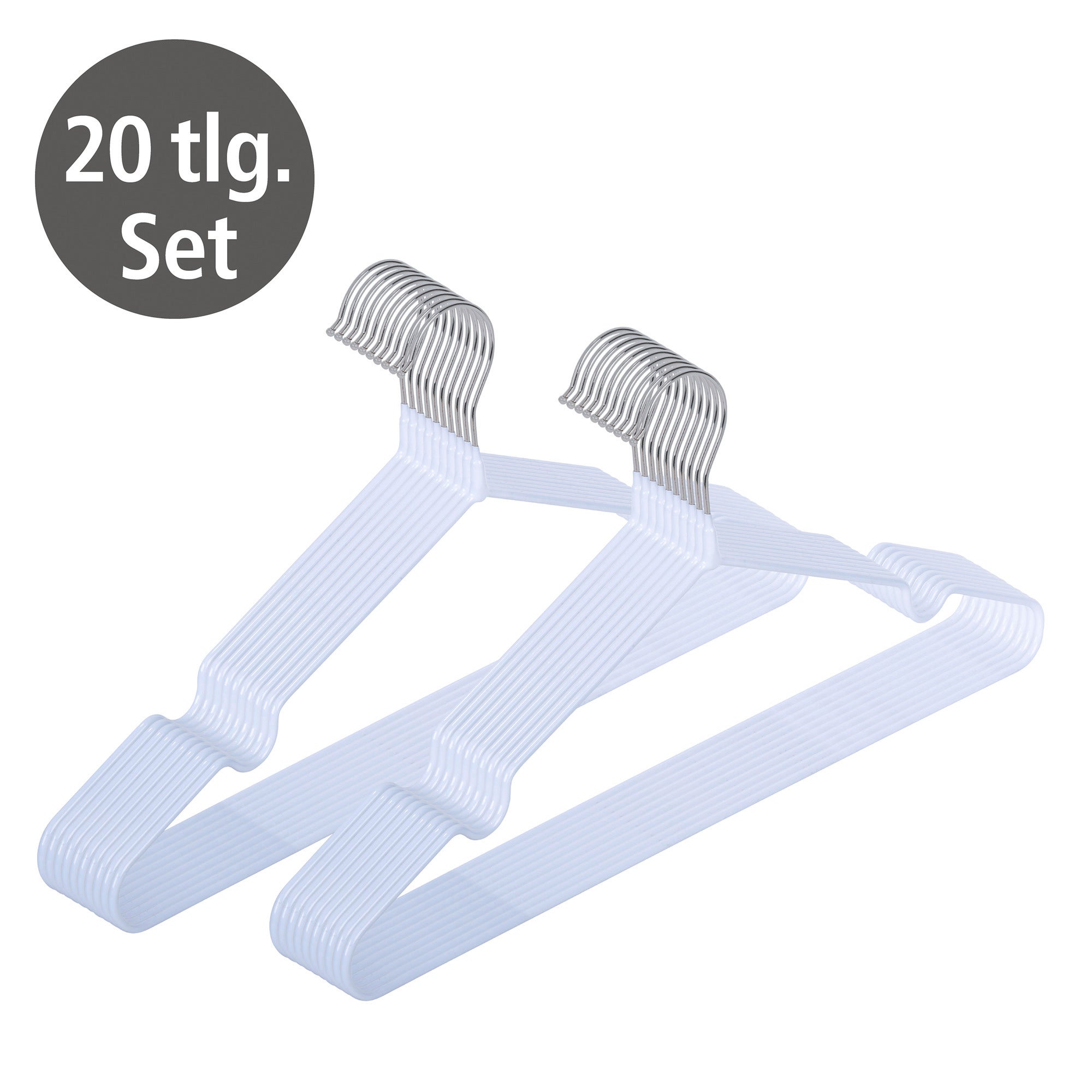 Lot De 20 Cintres Blancs Avec Crochets Pivotants - Cintres Plastique Antidérapants 41 Cm Pour Garde-Robe Organisée