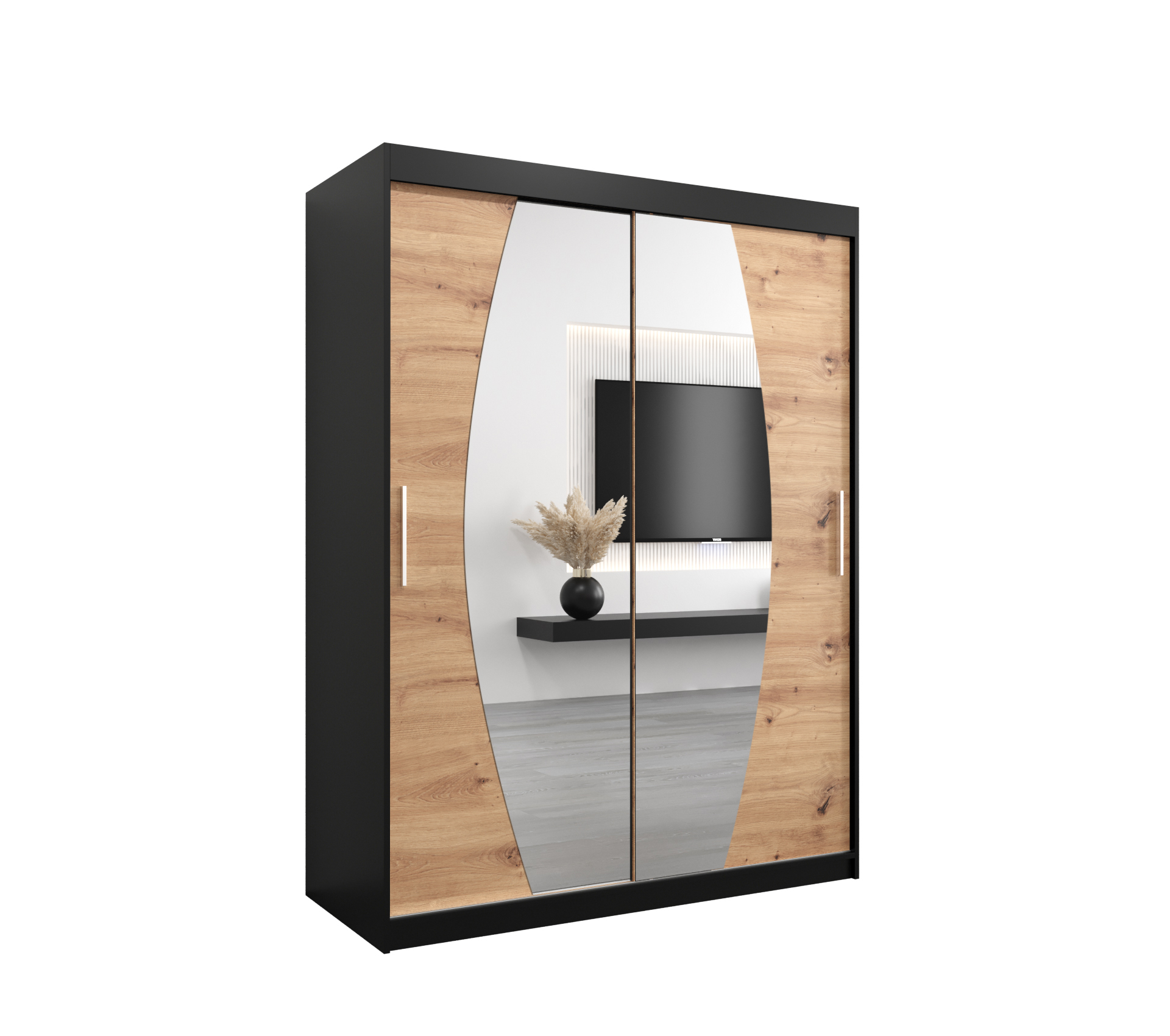 Szafa przesuwna garderoba ELYPSE 150 x 62 x 200 cm Czarny + Artisan - Abiks Meble