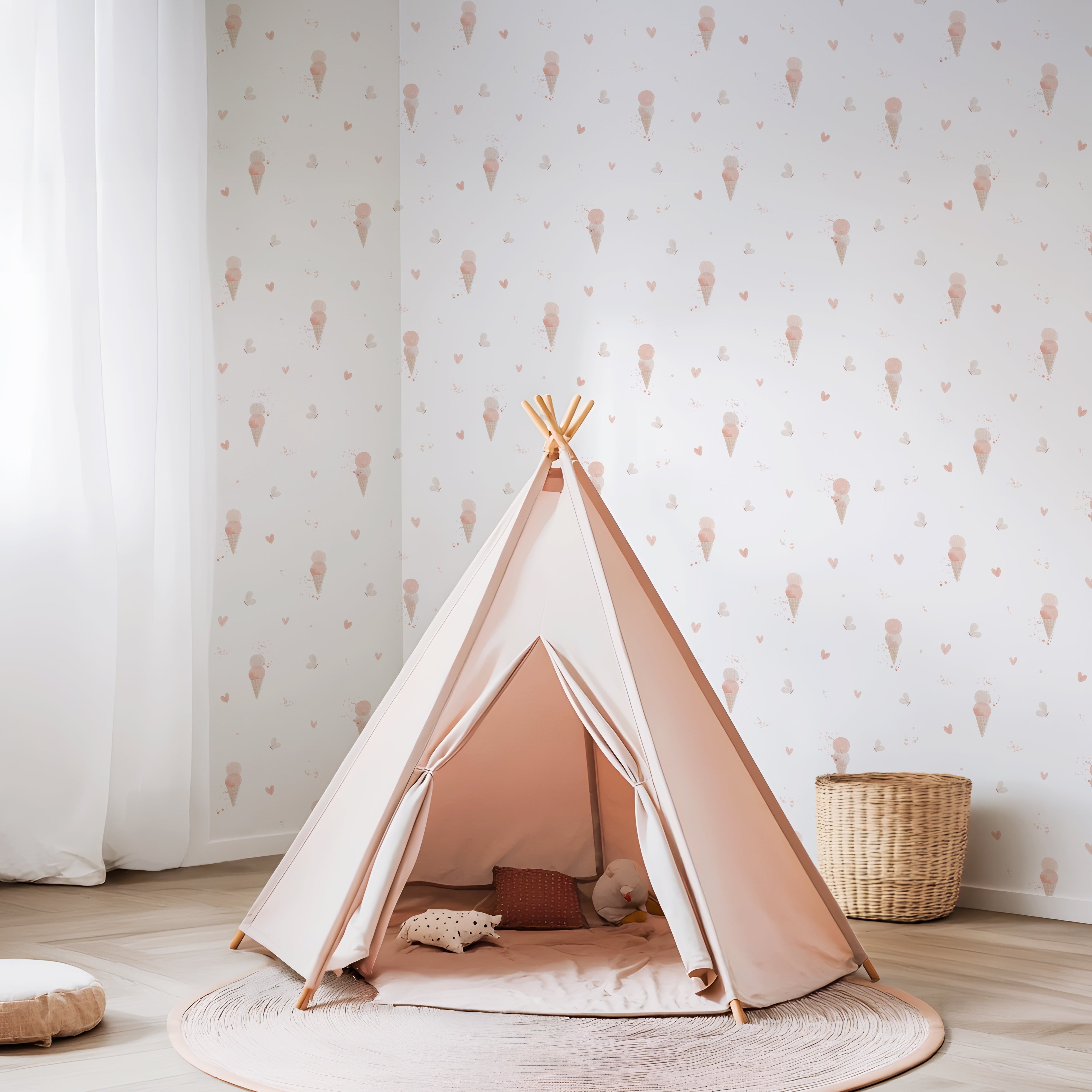 Carta da parati non tessuta gelati e farfalle 50 cm x 10 m, Lilipinso - 4