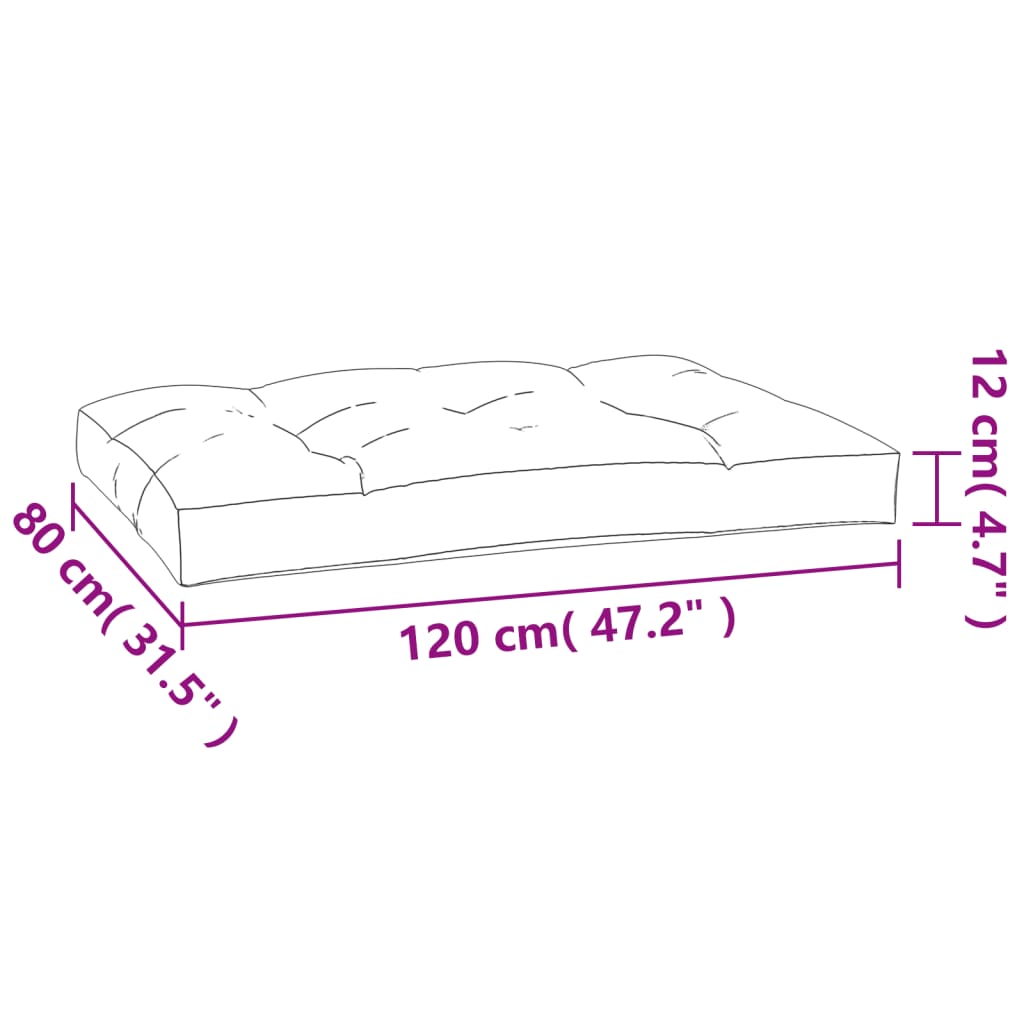 Coussin de palette crème 120x80x12 cm tissu - 8