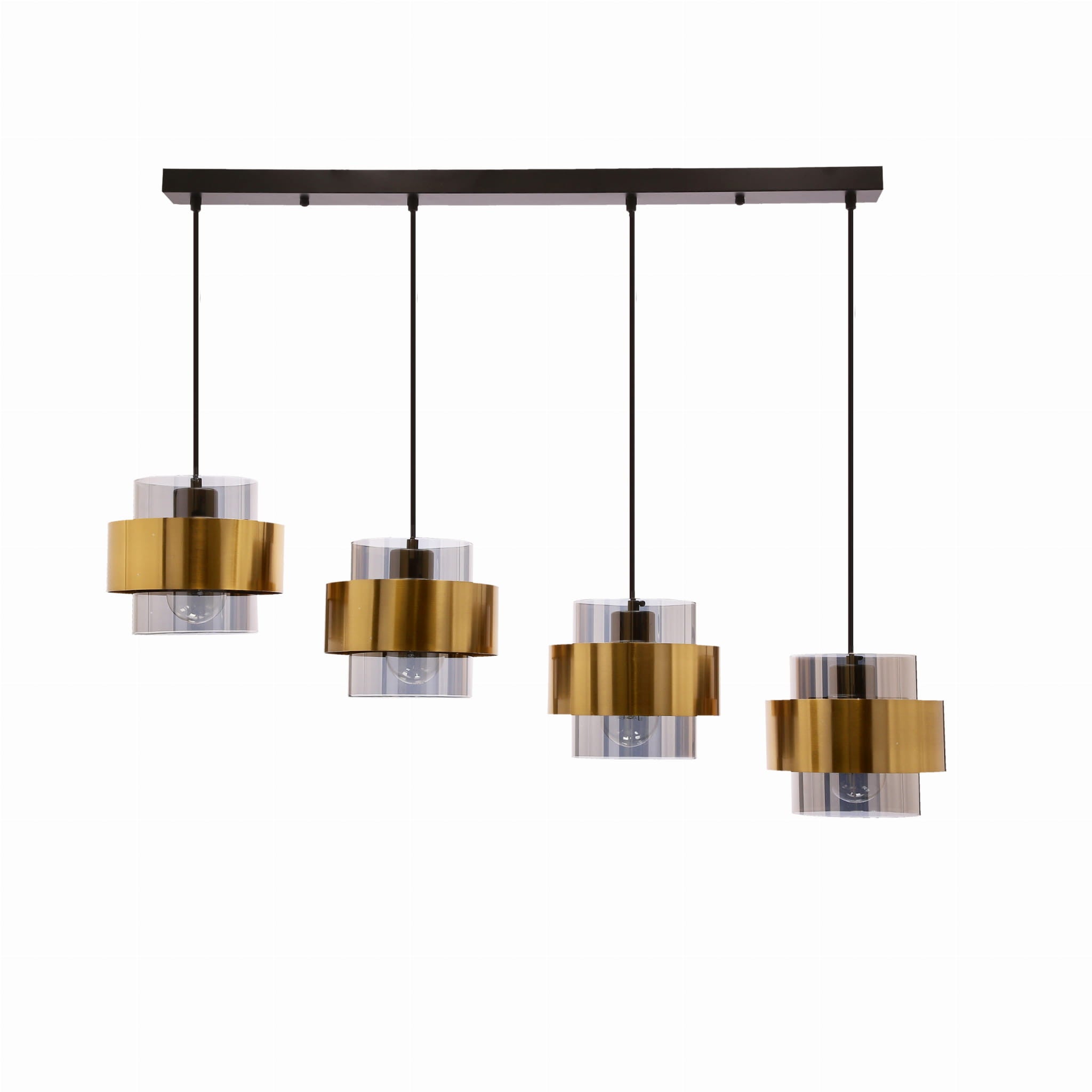 Lampa wisząca Spiega czarna-dymiona-mosiądz 4xE27x60W wym: 100 x 87 x 18 cm metal Candellux