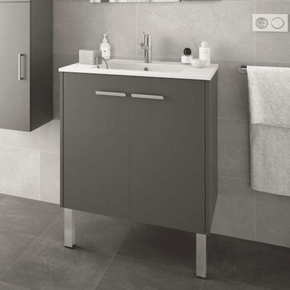 Meuble De Salle De Bain 70 Cm Couleur Gris Option Avec Kit De Pieds Rangements 2 Portes 90318236 Meuble De Salle De Bain 70 Cm Couleur Gris Option Avec Kit De Pieds Rangements 2 Portes 90318236
