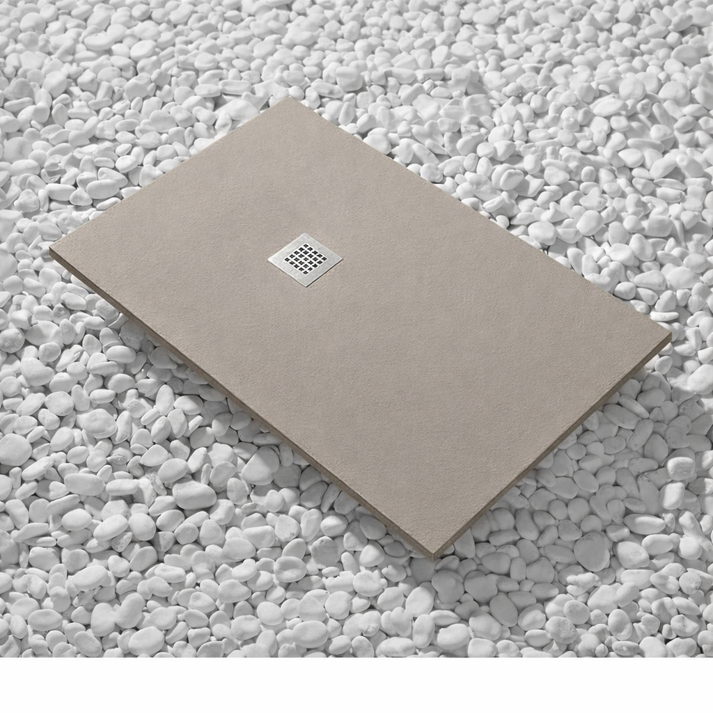 Brodzik Vulcano Line Slim 190x120 cm w kolorze beżowym RAL 1019 z żywicy syntetycznej i proszku marmurowego z wolnym odpływem - FRASCIO