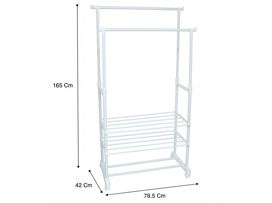 Perchero Con Ruedas Perchero RUFUS de Metal con Ruedas Blanco 78,5x42x165 cm | Leroy Merlin