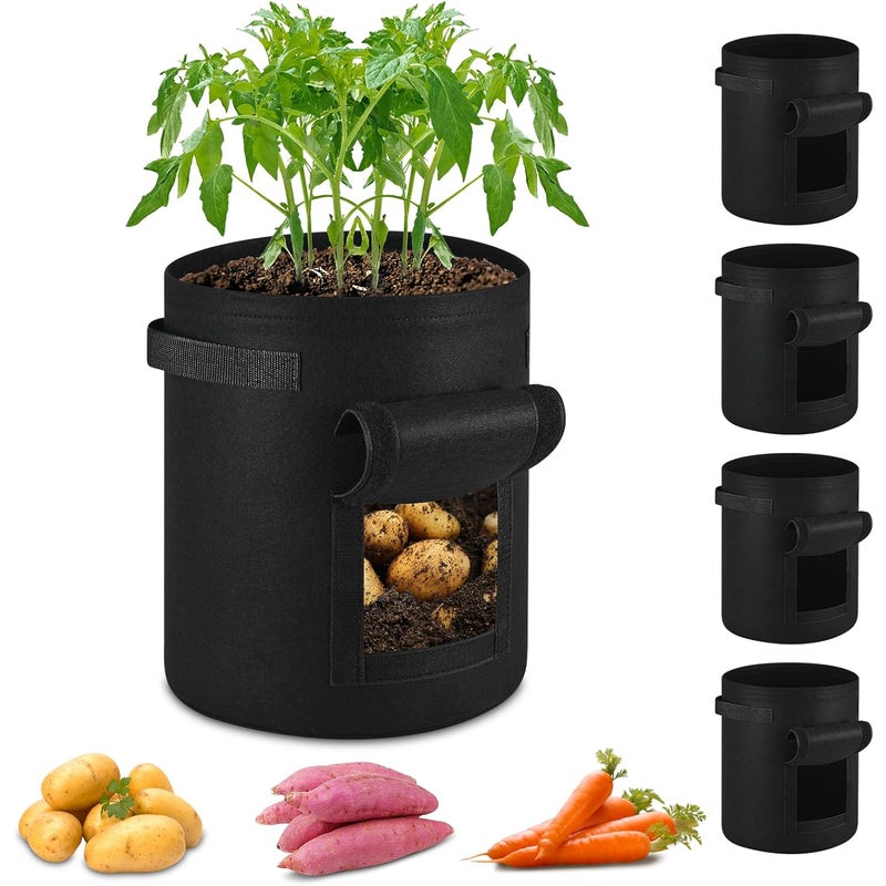 Worki uprawowe z włókniny 40L, odpowiednie do uprawy owoców i warzyw na balkonach lub w ogrodach, czarne