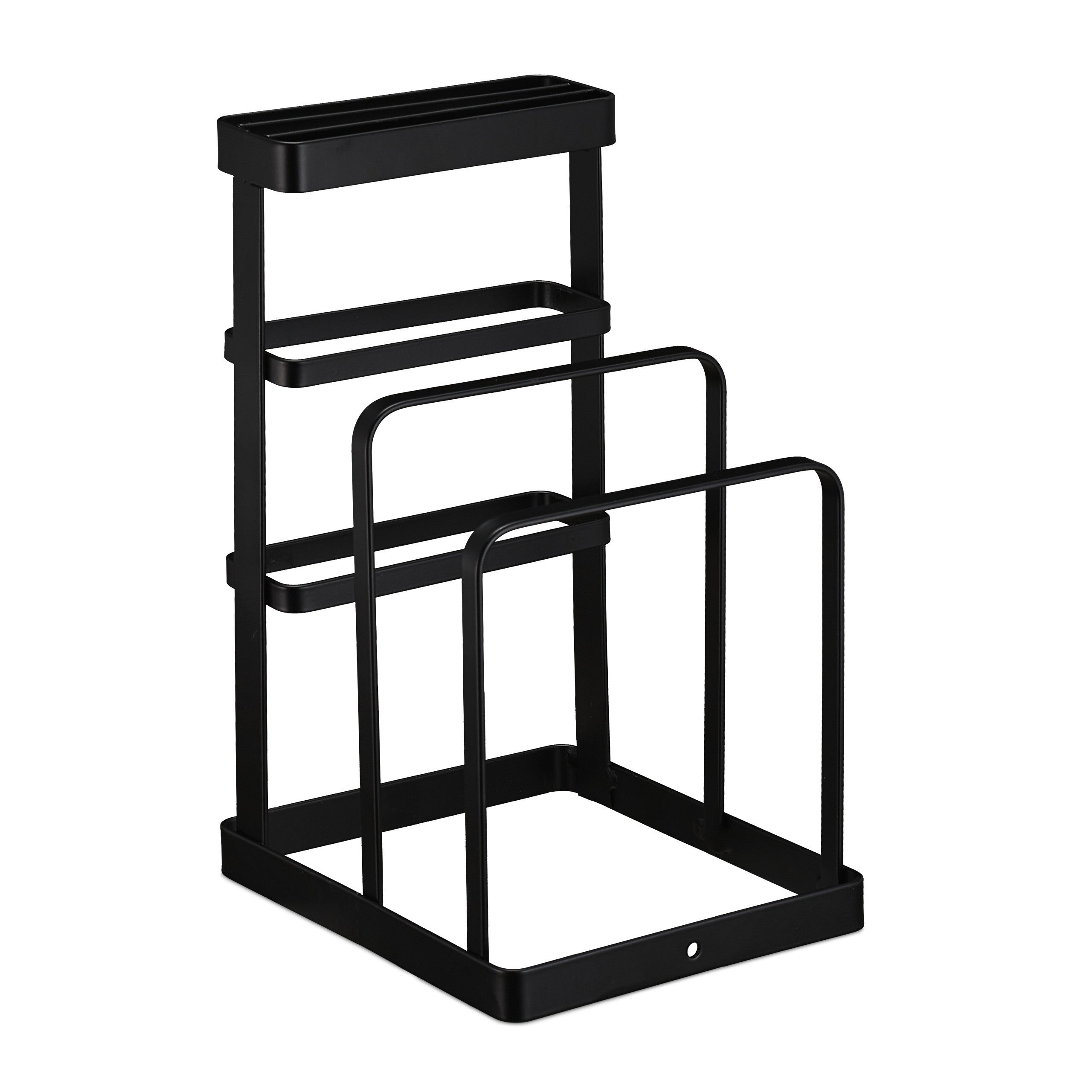 Soportes de Tablas y Cuchillos 2 en 1, Metal, Portatablas de Cocina, Organizador de Sobremesa, Negro, Relaxdays - 9