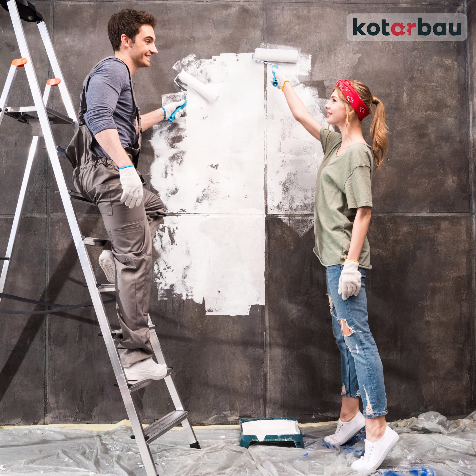 Lot De 24 Malerfolie - Bâche Protection Peinture - Polyéthylène Recyclé - 4 x 5 m - Transparent - Bâche Peinture de Protection Sol - Bâche KOTARBAU - 8