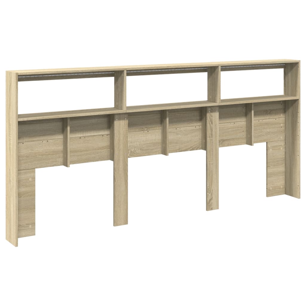 vidaXL Cabecero de cama con LED roble Sonoma 220x17x102 cm - 7